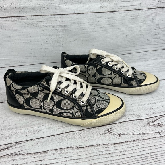 Coach Shoes - Womens Coach Barrett Signature Canvas black Sneakers size 5.5